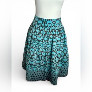 Bob Mackie Teal and Brown A-Line Skirt EUC size 8 90s Boho flowy